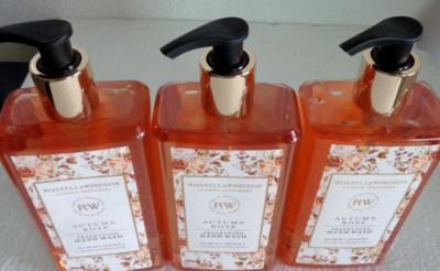 3 Bottles Russell & Windsor Autumn Rose~ Moisturizing Hand Soap 16.9 fl oz