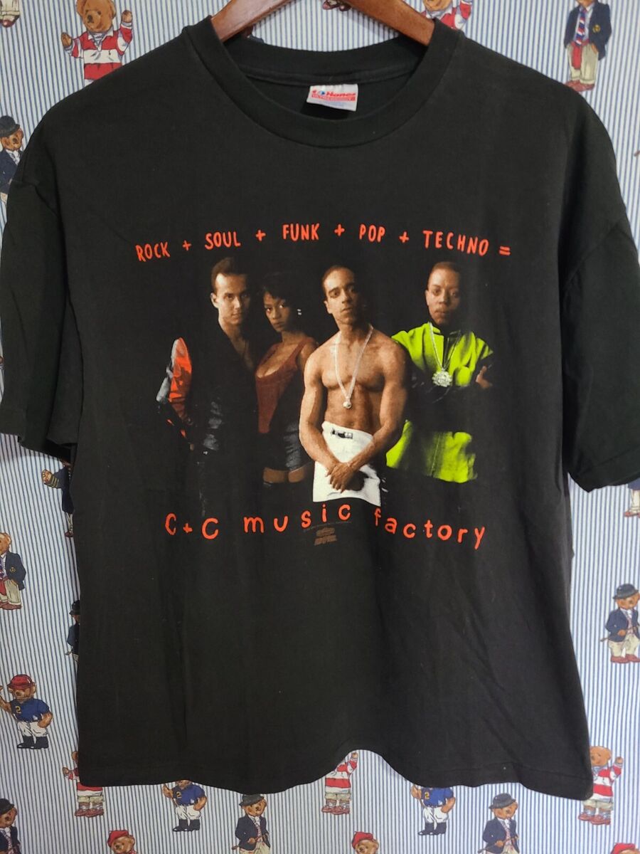 Vintage C & C MUSIC FACTORY T-Shirt Tour Band 1991 Black 90s Vintage C & C MUSIC FACTORY T-Shirt Tour Band 1991 Black 90s