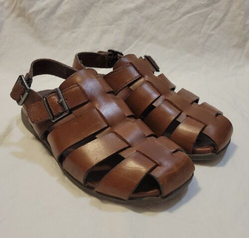 Vionic Ludlow Gil Fisherman Sandal Men 8 Brown Leather Buckle Orthotic L10 EU 41 - Picture 1 of 12