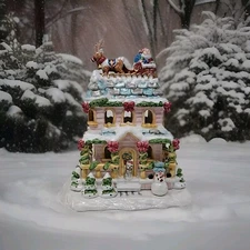 Avon Luminous Treasure A Visit From Santa Tealight House NEW In Box 2002