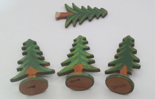 Costruzioni fattoria legno miniatura vintage alberi animali recinzioni 13 pezzi Giappone - Foto 7 di 12