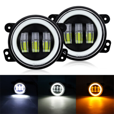 2x E-Geprüft 4'' LED Runde Nebelscheinwerfer DRL Für Jeep Auto LED Arbeitslicht .