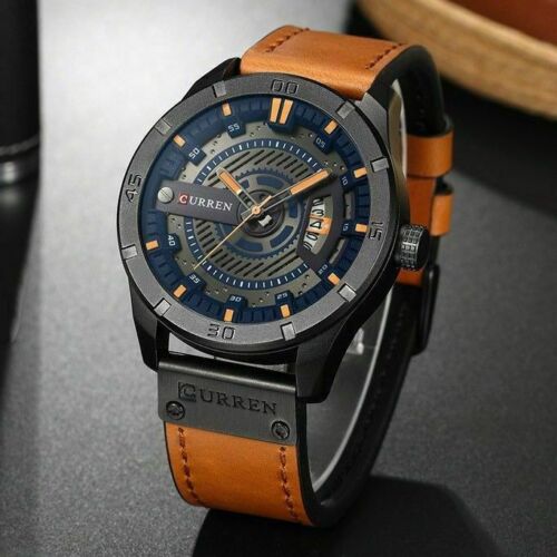 CURREN Mens Quartz Watch Military Leather Wristwatch Business Male Date Watches - Picture 14 of 16