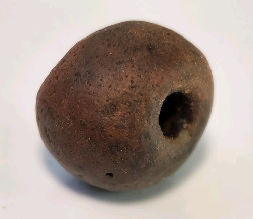 16.3mm ANCIENT RARE ASIA MINOR BRICK JASPER STONE BEAD - Picture 8 of 10