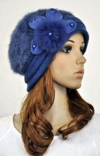 JM39 Nuevo Imitación Conejo Piel y Lana Invierno Sombrero Gorro Gorra Lindo Piel Flor Para Mujer - Imagen 21 de 29