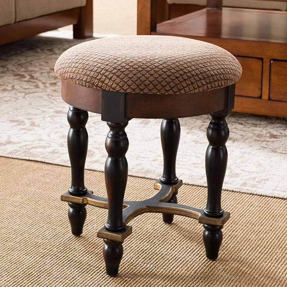 Design Toscano Grand Duchess Vanity Stool, 17 Inch, Walnut - Image 2 of 4