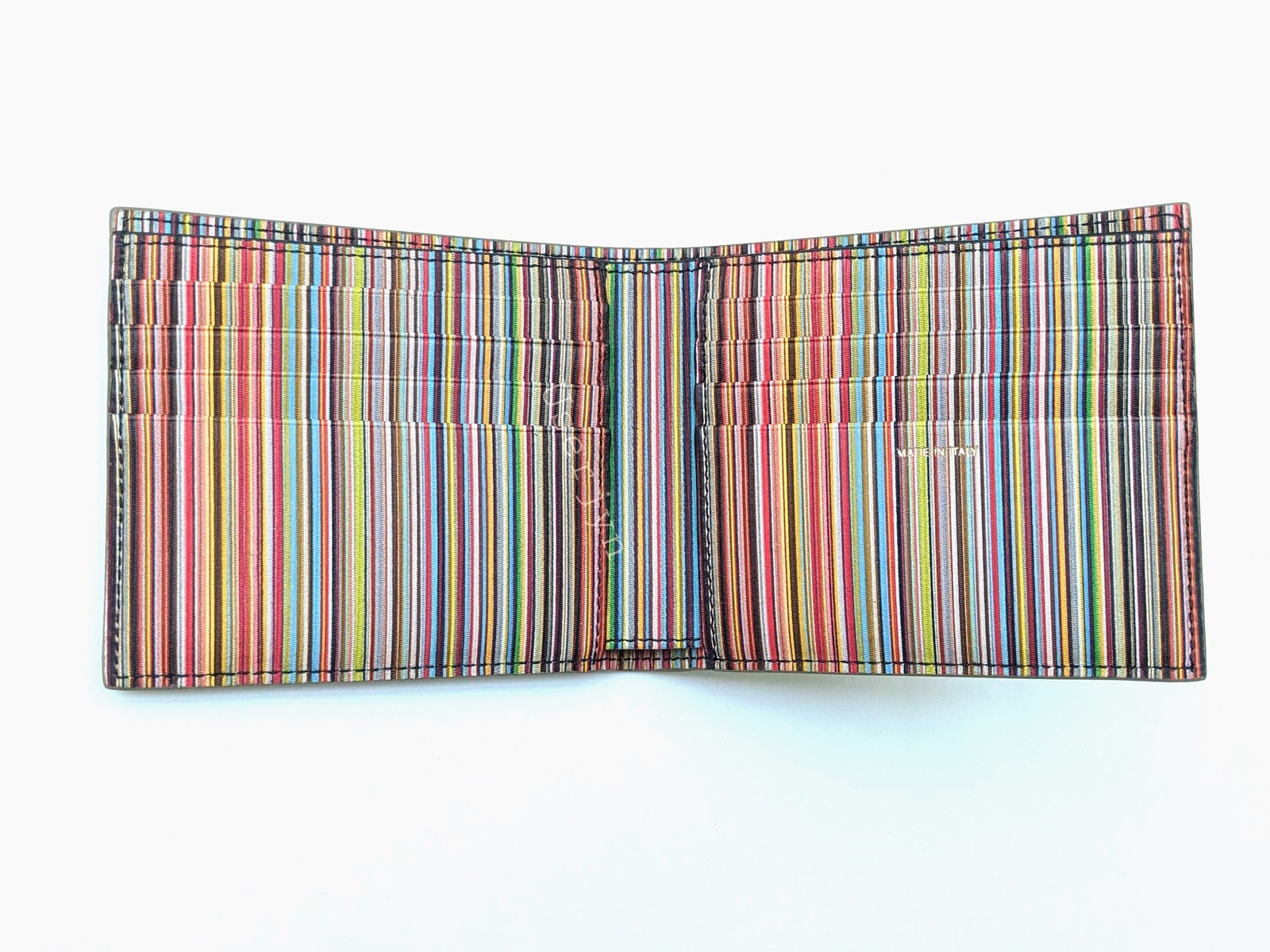 Paul Smith Signature Stripe Interior Taupe Leather Wallet RRP: £190
