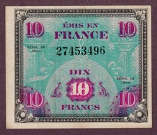 FRANKREICH 10 FRANCS Banknote 1944 Zustand II- aUNC- qFDS- S/N 27453496 P. 116a