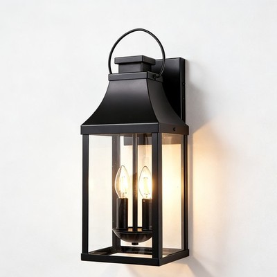 LED Modern Black 20'' Large Outdoor Wall Light Porch Front Door Sconce Fixture