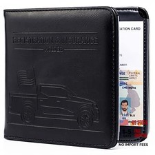 Car Registration and Insurance Holder, Magnetic Closure, Embossed Truck Black