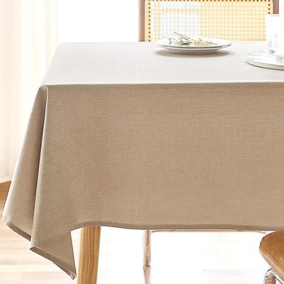 Textured Tablecloth Round 60 Inch Waterproof Spill-Proof Wipeable Table Cloth