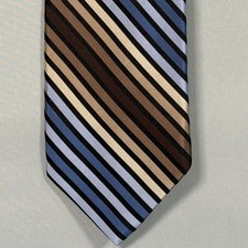 ROBERTO VILLINI Couture Tie 58" 100 Silk Striped Textured Blue Brown Black NWT
