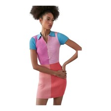 Urban Outfitters Womens Colorblock Ribbed Knit Festival Amani Mini Dress Small