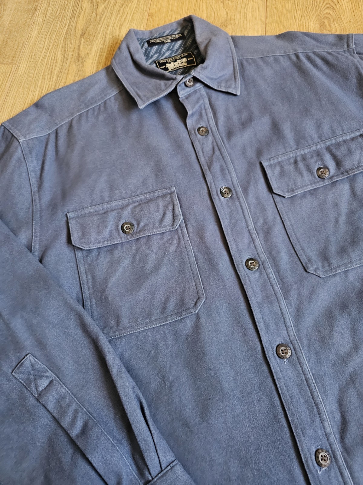 Levi Men Medium Blue Lined Shirt Jacket Heavyweight Canvas Workwear Coat image 3