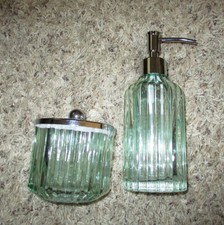 Glass Bathroom set - jar and lotion bottle