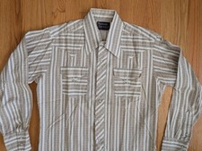 Vintage Panhandle Slim Shirt Mens 16 34 Large Striped Western Pearl Snap USA