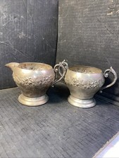 Vintage Silver plate  on Copper Creamer And Sugar Set 