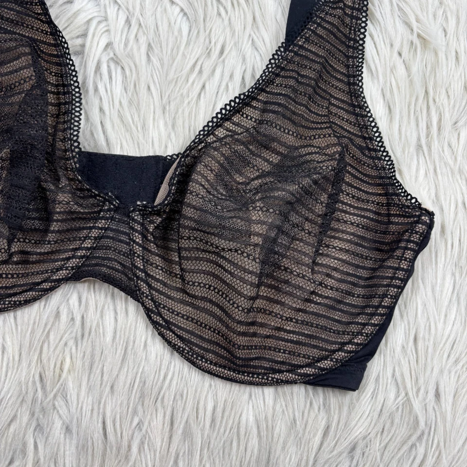 Sujetador Natori 36DD Revive para mujer ajuste completo con aros negro malla nude rayas Foto 2 de 4