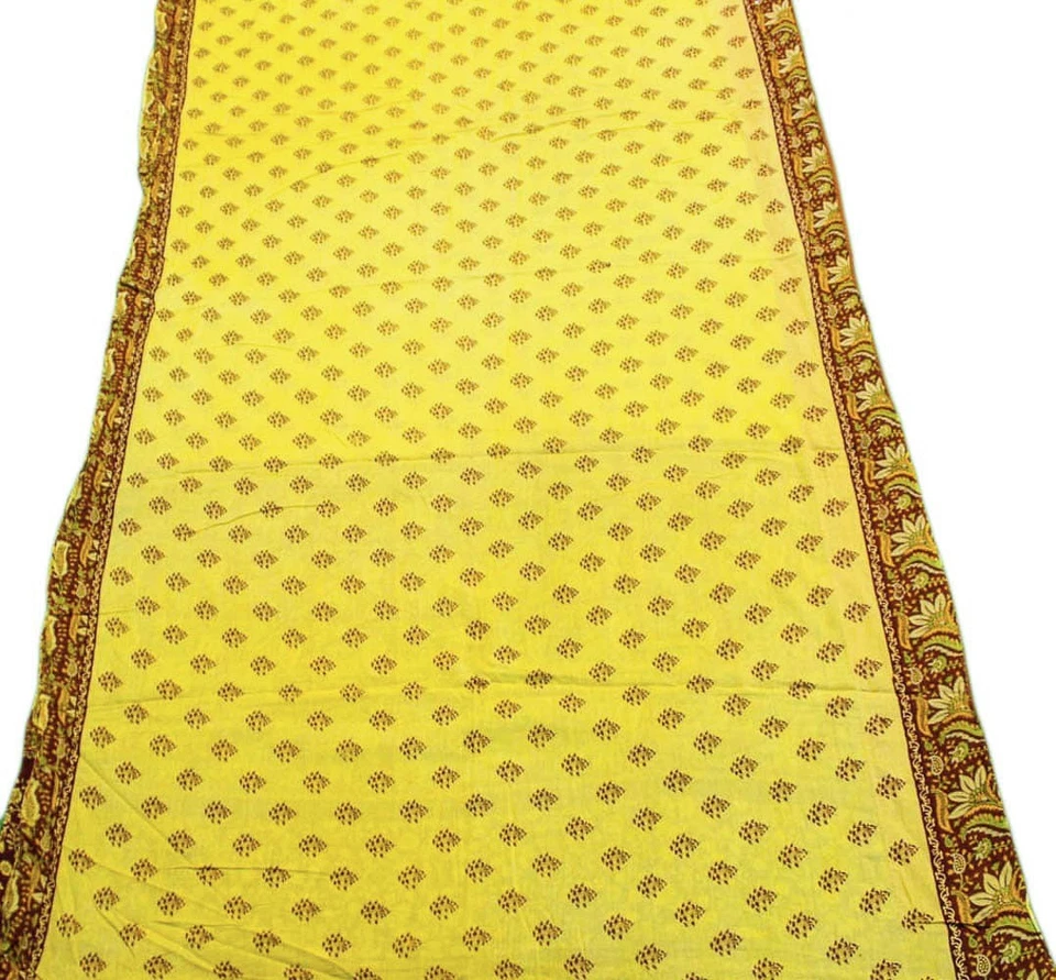 Vintage Indian Pure Cotton Sari Wrap Sarong Printed Sari Ethnic Textile PCS5963 Foto 2 de 4