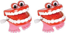 2 Count Chatteng Chomping Wind up Toy Walking Teeth with Eyes