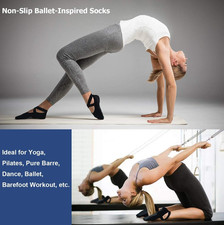 Yoga Socks for Women Non-Slip Grips & Straps, Bandage Cotton Sock, Ideal for Pil