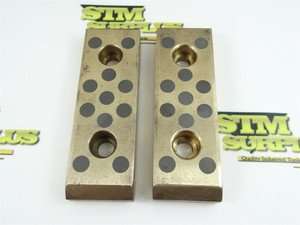 PAIR OF SELF-LUBRICATING BRONZE & GRAPHITE SLIDE PLATES 6" X 2" X 3/4"
