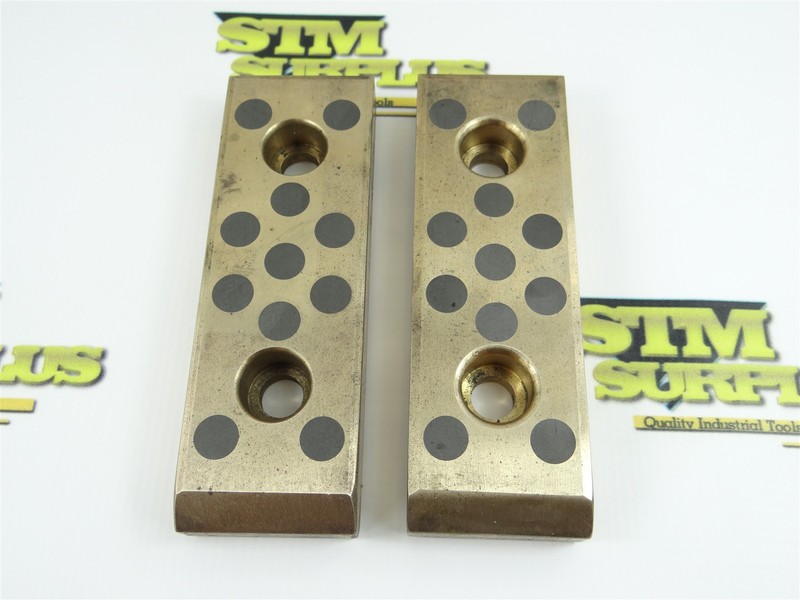 PAIR OF SELF-LUBRICATING BRONZE & GRAPHITE SLIDE PLATES 6" X 2" X 3/4"