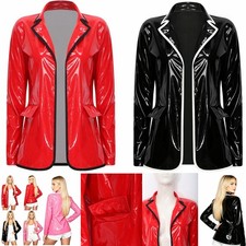 Women Blazer Club Style Coat Festival Event Jacket Glossy Overcoat Photo Shoot