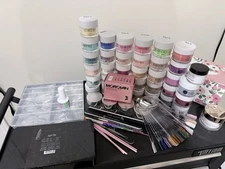 30 Kiara Sky Dipping Powders Lot and Apres Stilletto Gel Tips