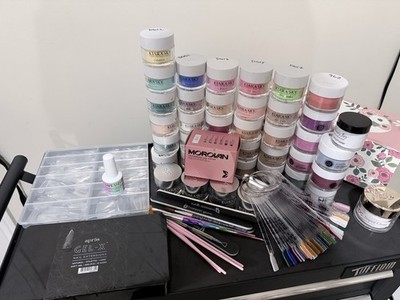 30 Kiara Sky Dipping Powders Lot and Apres Stilletto Gel Tips