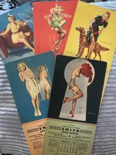 Vintage 1941-42 Promotional Pin-Up Calendar Lot G. Elvgren Smith Auto Supply LA