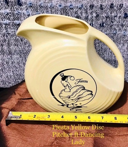 Vintage 1990er gelber Dancing Lady Fiestaware Scheibenkrug - Bild 7 von 7