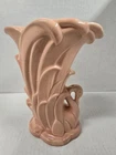 VTG McCoy Art Pottery Swan In Reeds Pink Peach Vase Planter Pot Art Deco MCM