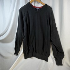 Bass Men  s 100 Pima Cotton V-Neck Sweater Black Size GH Bass  Co XL