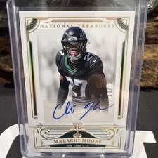 2025 NATIONAL TREASURES MALACHI MOORE ROOKIE SIGNATURES #139 Holo Gold /10 Jets