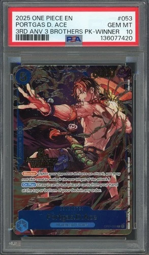 PSA 10 Portgas D. Ace (3rd Anniversary Winner) OP07-053 EN One Piece B28