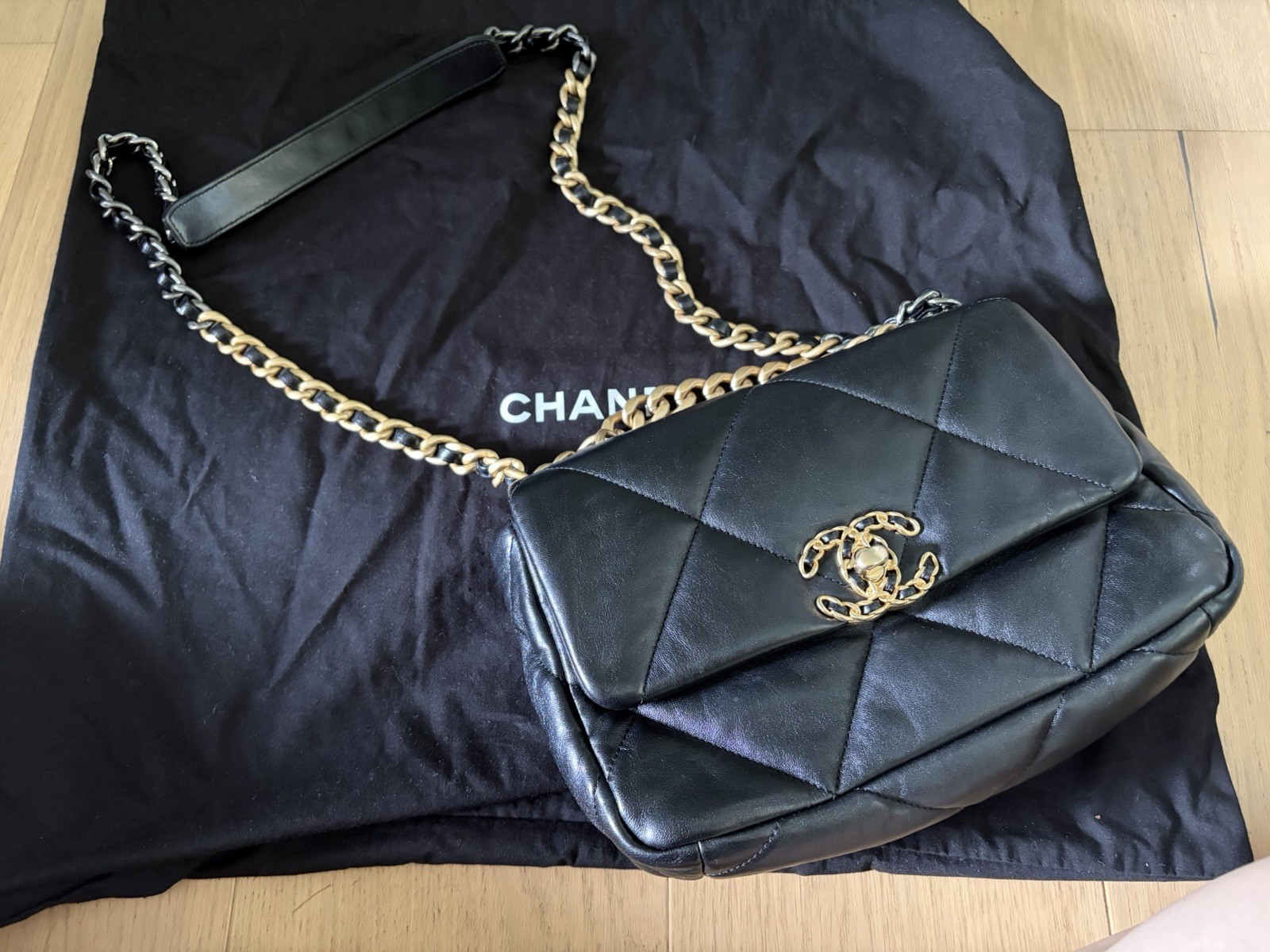 Chanel 19 Black Small Leather Shoulder Crossbody Bag