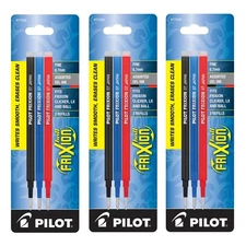 3 Triple Pack Pilot FriXion Ball Erasable Gel Pen Refills Red/Black/Blue .7 Fine