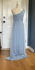 Azazie Brooke Brigid One Shoulder Bridesmaid Dress Dusty Blue Chiffon A8