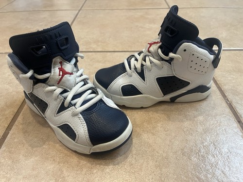Nike Air Jordan 6 Retro Olympic White Blue DV3605-164 Kinder Größe 11C SAUBER