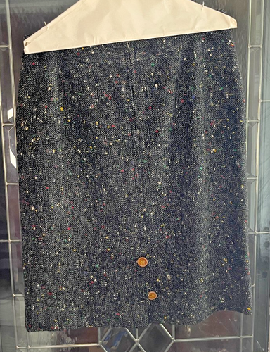 Falda lápiz Celine Paris para mujer talla 46 EE. UU. 16 lana tweed bolsillos logotipo botones - Imagen 2 de 7