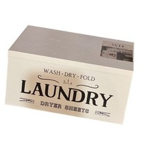 Wellington & Hawke Laundry Dryer Sheet Box White Wood Farmhouse Storage New