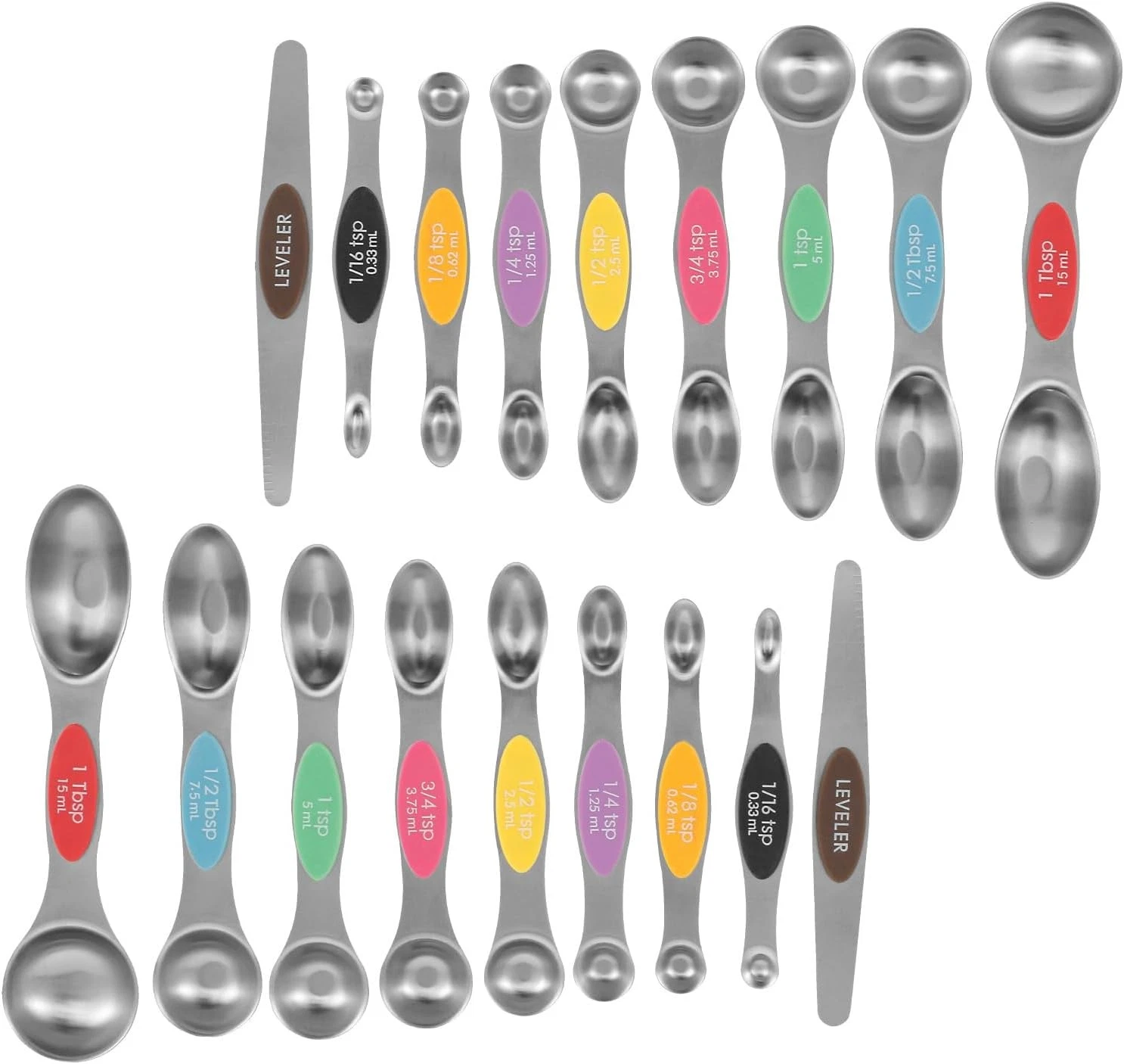 Magnetic Measuring Spoons Stainless Steel Double Sided Teaspoon Easy to Clean