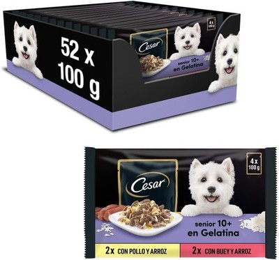 Cesar Senior Hundefutter Nassfutter Gelee Huhn Rind Reis 13x4x100g 10+ Jahre