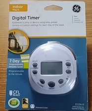 GE Digital Timer, 7 Day Programmable Indoor Plugin,  1 polorized outlet, 15154 