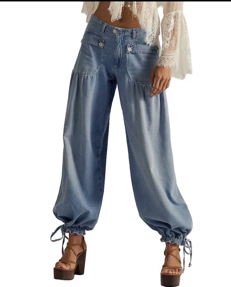 Free People Women's lotus mid rise balloon cinched ankle boho