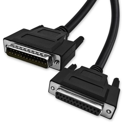 DB25 Serial Cable 25 Pin Male to Female Double Shielded 6.6 Ft Black