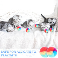 30 Pcs Soft Plush Cat Ball 1.2-Inch Rainbow Cat Toy Balls Fuzzy Kitty Balls K...