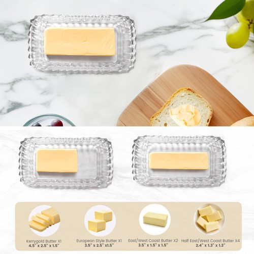 Butter Dish with Lid for Countertop Vintage Glass Clear Crystal Butter Holder... - Picture 6 of 7