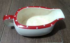 Vintage 1950s MCM Midwinter Stylecraft/Jessie Tate Gravy Boat White Red Domino